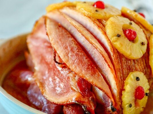 Glazed Ham with Pineapple and Cherries