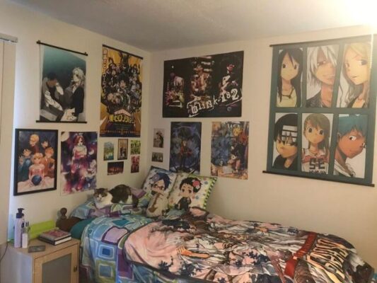 Creative Wall Collage Anime Room Setup