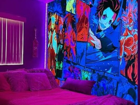 Sophisticated Purple Neon Anime Room Theme